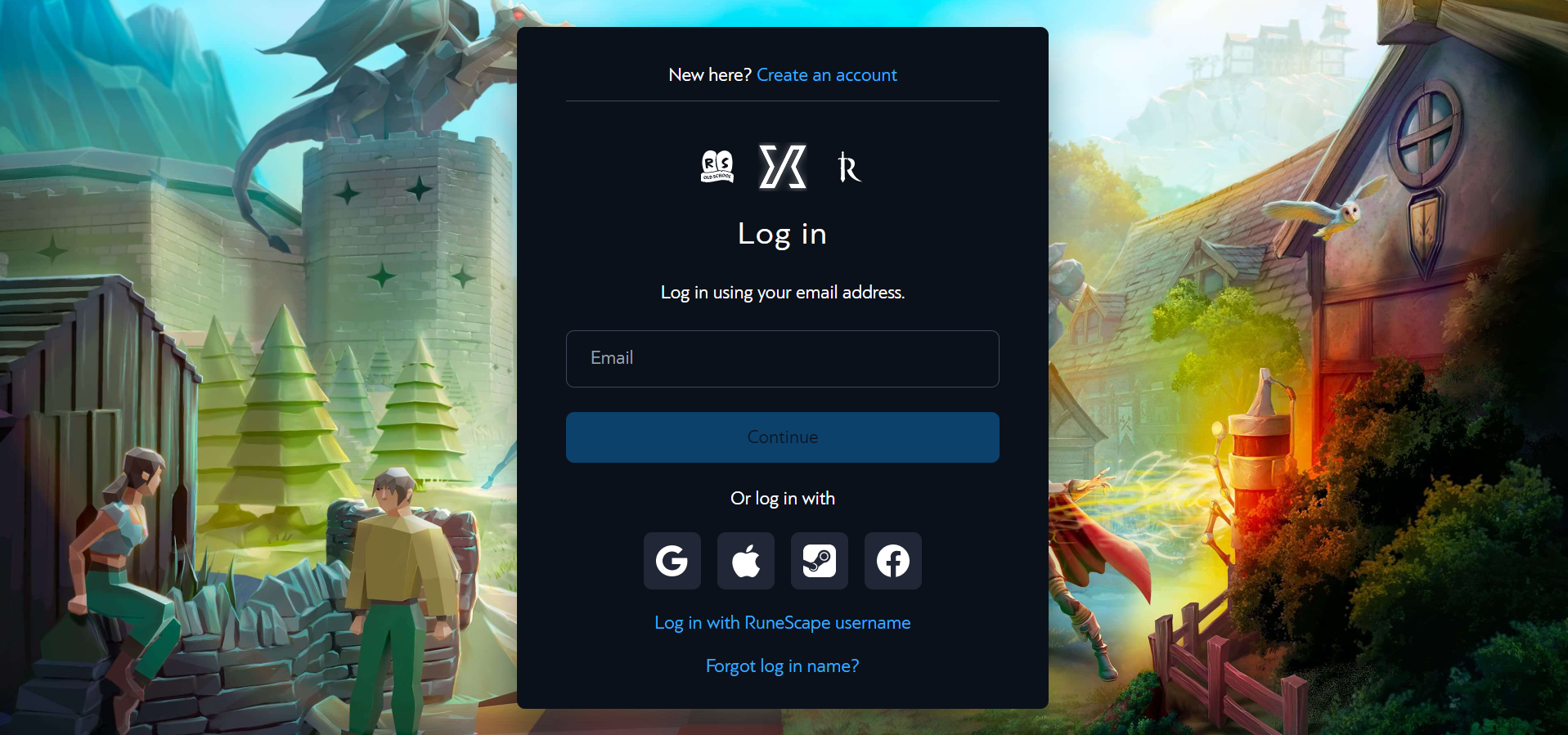 Login-Seite, E-Mail-Adresse eingeben